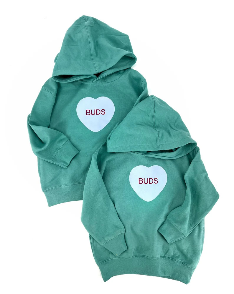 Buds Hoodie, Saltwater green with Blue heart | Etsy (US)