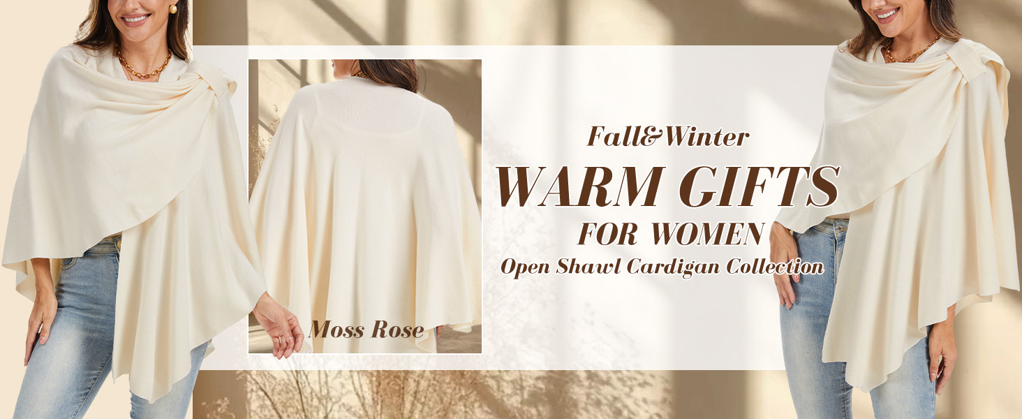 Moss Rose Women's Shawl Wrap Poncho Ruana Cape Open Front Cardigan Shawls for Fall Winter       S... | Amazon (US)