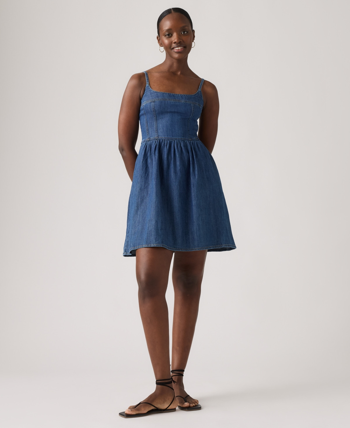 Levi's Women's Jadine Square Neck Denim Mini Dress - Unturned Stone Dress | Macy's