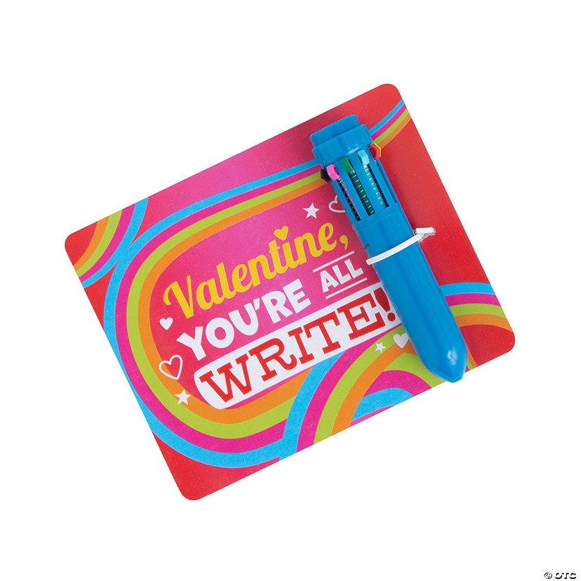 Mini Neon Shuttle Pen Valentine Exchanges with Card for 12 | Oriental Trading Company