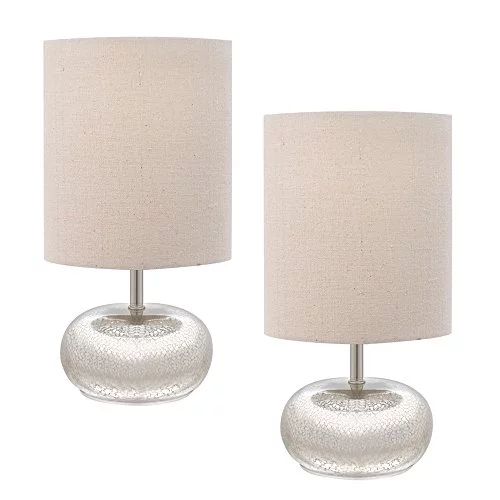 Catalina Mercury Glass Table Lamps in Beige with Fabric Shades (Set of 2) | Walmart (US)