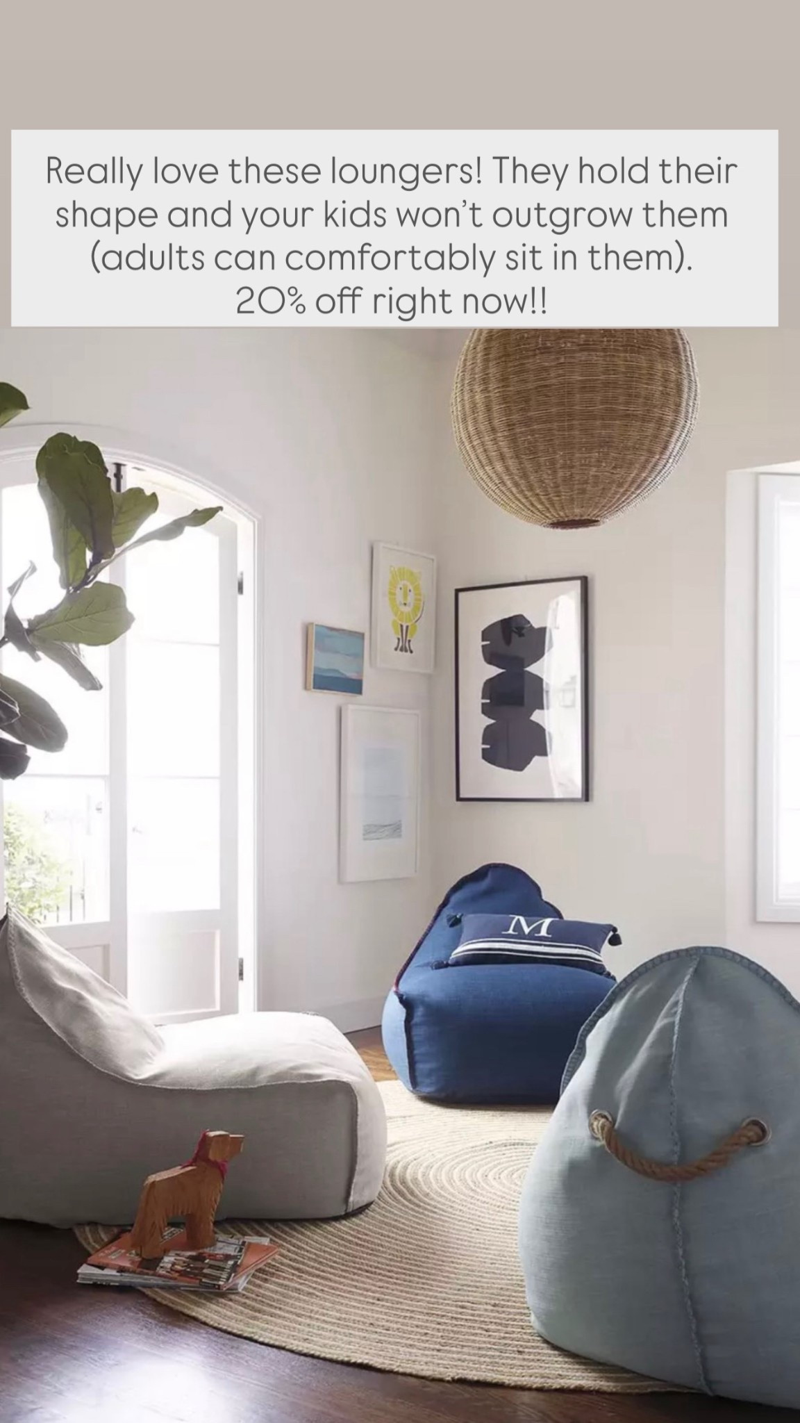 Really love these loungers! They hold their shape and your kids won’t outgrow them (adults can comfortably sit in them). 20% off right now!

#LTKKids #LTKHome #LTKSaleAlert