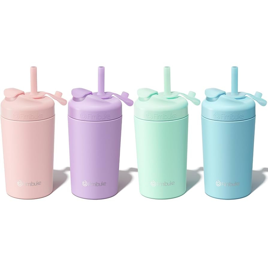 Fimibuke Kids & Toddler Cups, 10 OZ Spill Proof Straw Cups for Toddlers, 4 Pack Leak-Proof Kid In... | Amazon (US)
