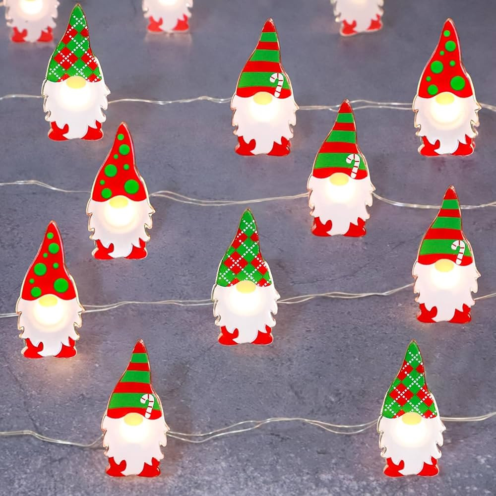 Christmas Decorations Gnomes String Lights Battery Operated with Remote USB Plug-in Powered Indoo... | Amazon (US)