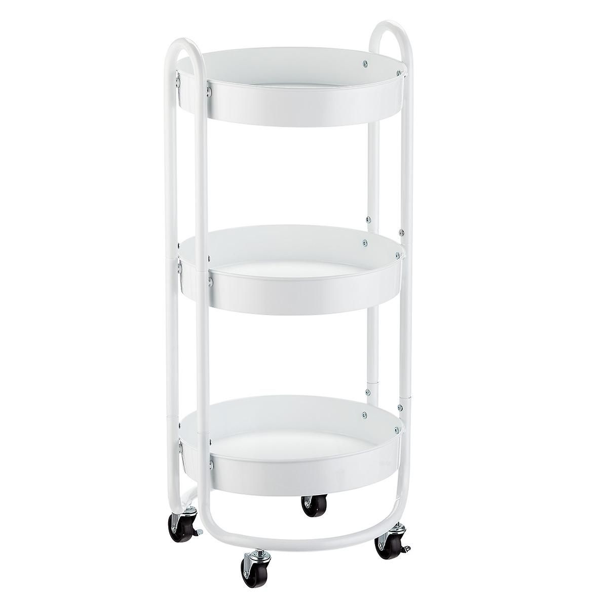 Round White 3-Tier Rolling Cart | The Container Store