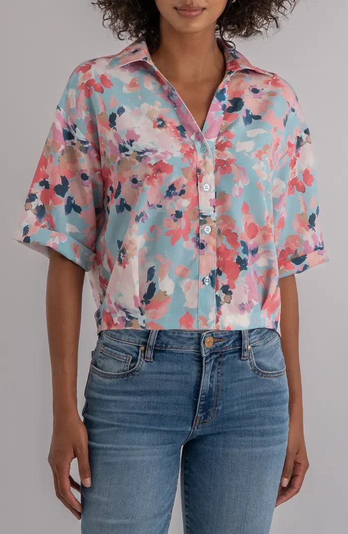 Donna Floral Short Sleeve Button-Up Shirt | Nordstrom