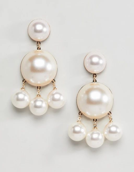 ASOS DESIGN Pearl Triple Ball Drop Earrings | ASOS UK