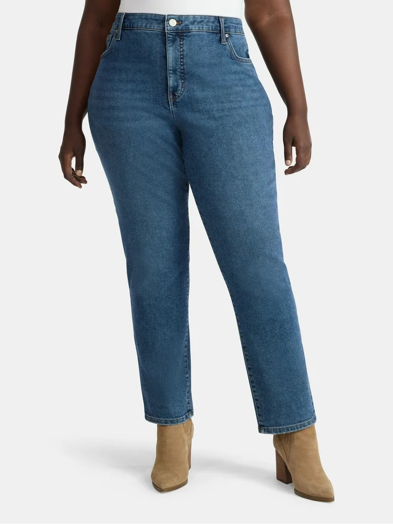 Terra & Sky Women's Plus Size Straight High Rise Jeans, Sizes 16W-26W - Walmart.com | Walmart (US)