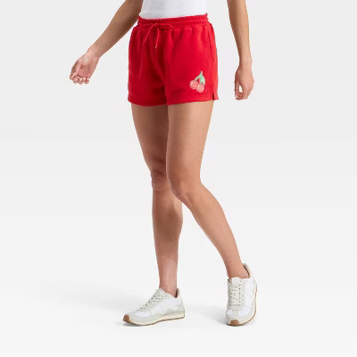 Women's Cherry Graphic Shorts - Red | Target