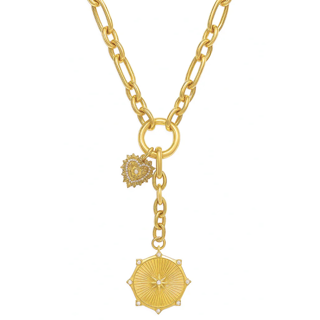 Linden Toggle Chain Medallion Lariat Necklace | Ellie Vail Jewelry