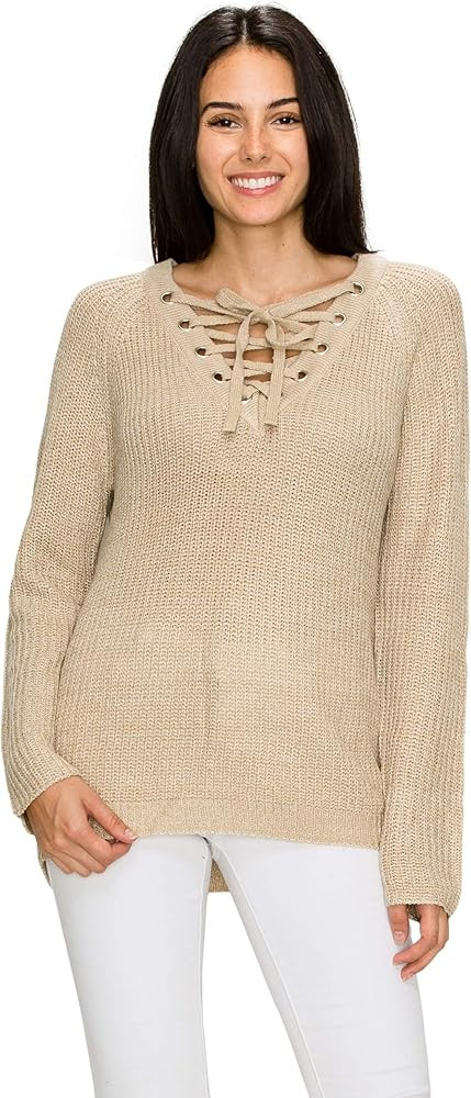 Lock and Love Women's Lace up Sexy Casual V Neck Criss Cross Backless Long Batwing Sleeve Loose K... | Amazon (US)