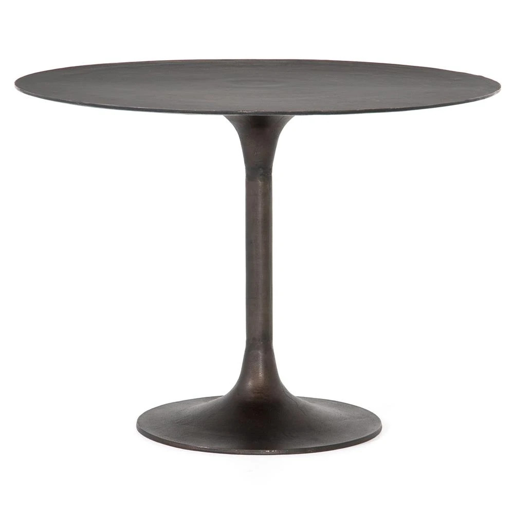 Mona Mid Century Antique Rustic Metal Tulip Dining Table - 42"W | Kathy Kuo Home