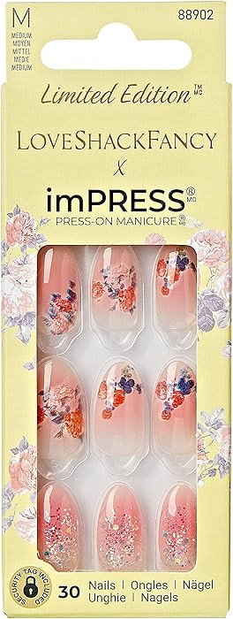 KISS LoveShackFancy x imPRESS Press-On Manicure Limited Edition, Style "Citrus Candy" Medium Almo... | Amazon (US)