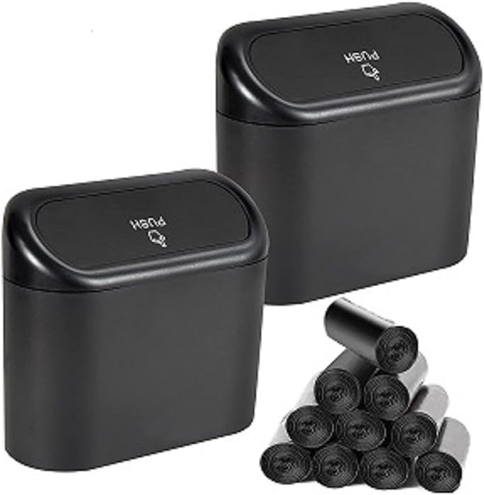 2 Packs Mini Car Trash Can Bin with Lid and 150pcs Trash Bags,Car Trash Can Bin,Car Garbage Trash... | Amazon (US)