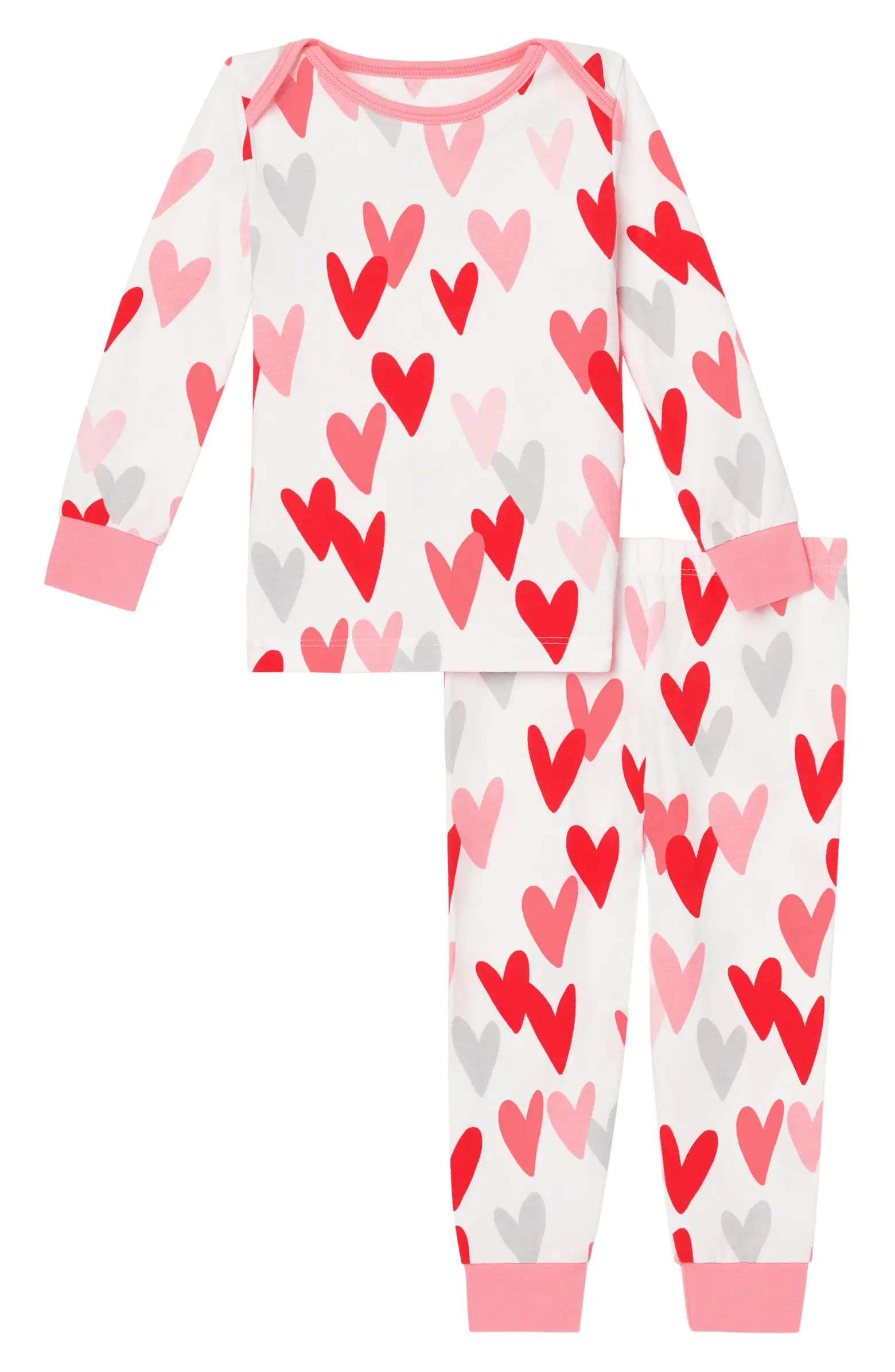 Love is All You Need Fitted Two-Piece Stretch Organic Cotton Pajamas | Nordstrom