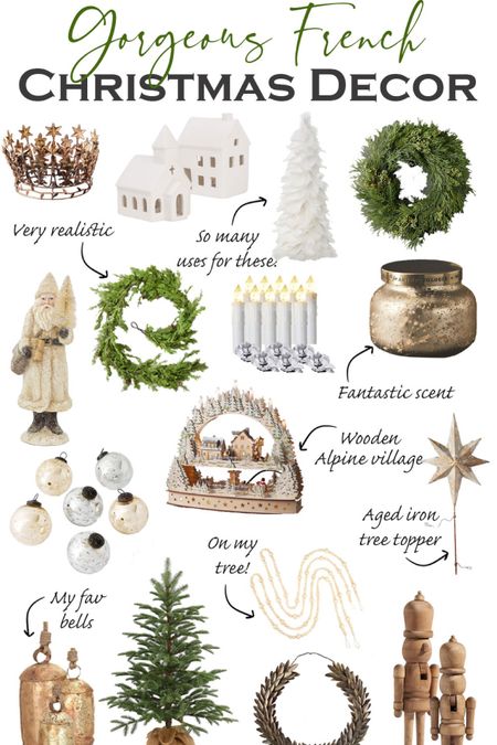 Get a French Christmas look with greenery, gold and white! All my pics for elegant Christmas decor 

#LTKGiftGuide #LTKHoliday #LTKhome
