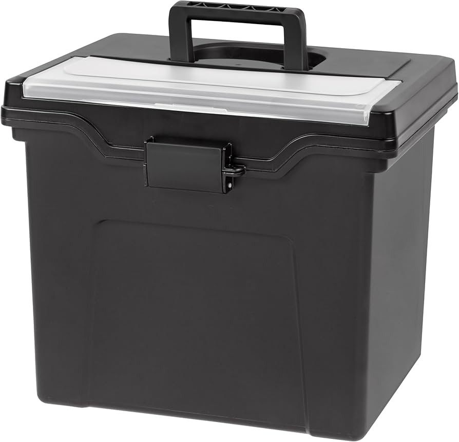 IRIS USA File Box with Lid File Organizer for Letter File w/Organizer-Lid, Plastic Mobile Filing ... | Amazon (US)