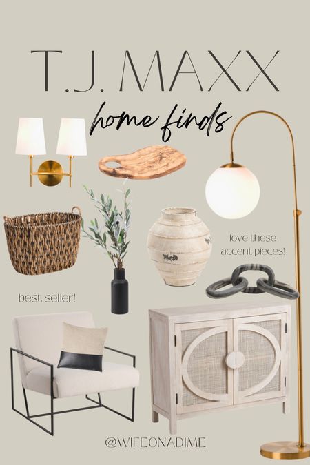 Check out these TJ Maxx finds! Love the modern look with a floor lamp, neutral cabinet, large vase, wall sconces, an accent chair and more. 

TJ maxx home, home decor ideas, simple home decor, home accent decor, home finds, gold lighting, neutral basket, neutral decor

#LTKunder50 #LTKunder100

#LTKhome #LTKsalealert #LTKstyletip
