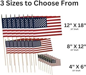 TUTARE 50 American Flags on Stick - Handheld Spearhead US Flag for 4th of July, Memorial Day Even... | Amazon (US)