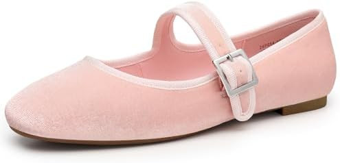 Trary Women's Ballet Flats,Square Toe Velvet Mary Jane Shoes Women,Comfortable Dress Shoes for Wo... | Amazon (US)
