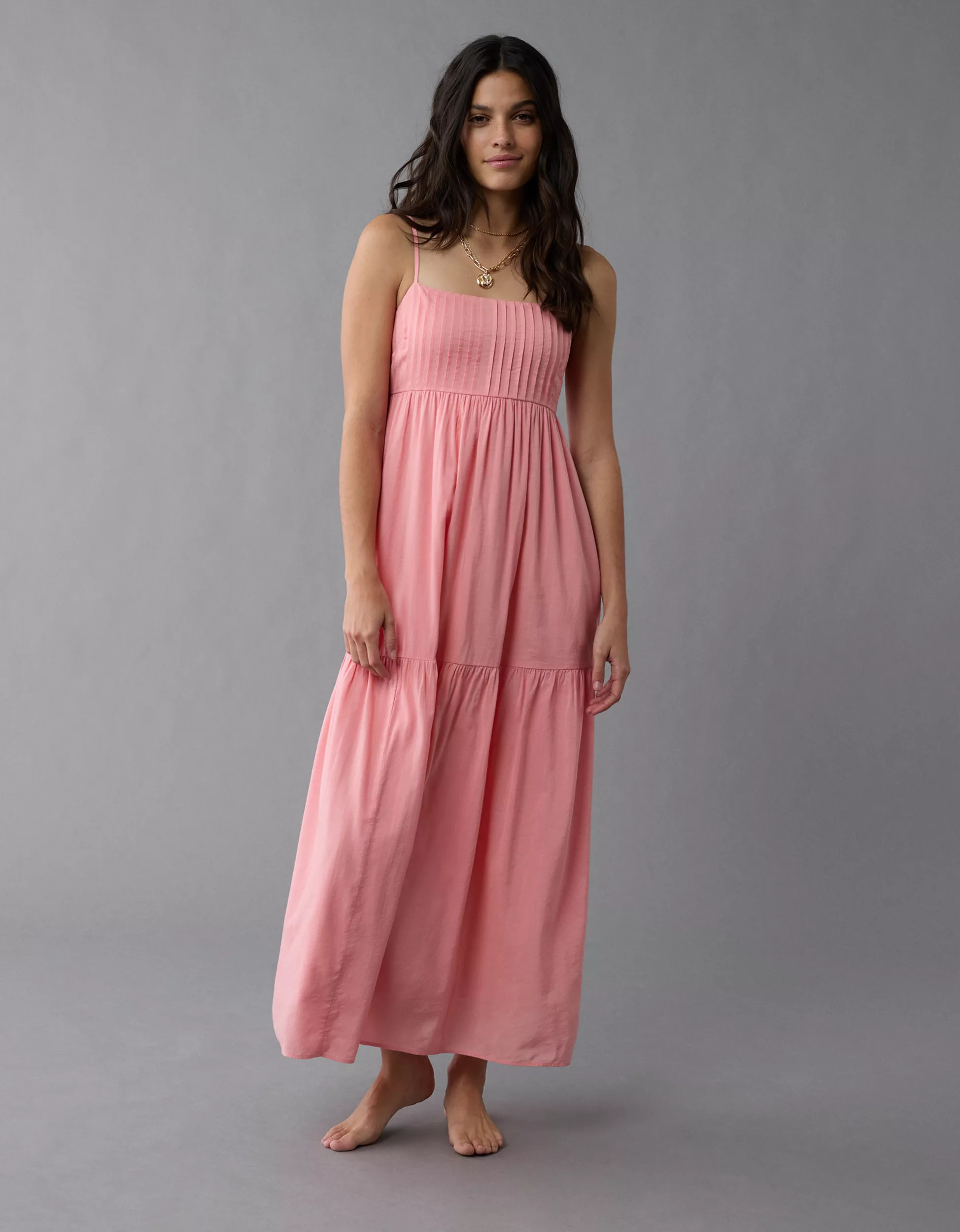 AE Pintuck Babydoll Maxi Dress | American Eagle Outfitters (US & CA)