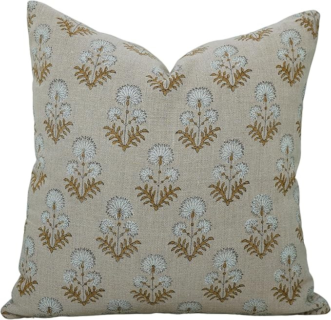 Vintage Handmade Block Print Thick Linen 16x16 Inch Throw Pillow Cover Cushion Case for Sofa, Cou... | Amazon (US)