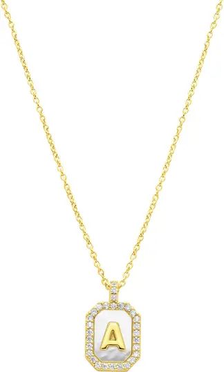 Crystal Mother of Pearl Initial Pendant Necklace | Nordstrom Rack