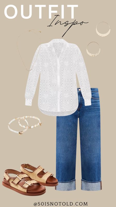 White shirt & denim jeans for women! Summer outfit idea | white button down shirt | trendy jeans | trendy sandals 

#LTKPlusSize #LTKWorkwear #LTKStyleTip