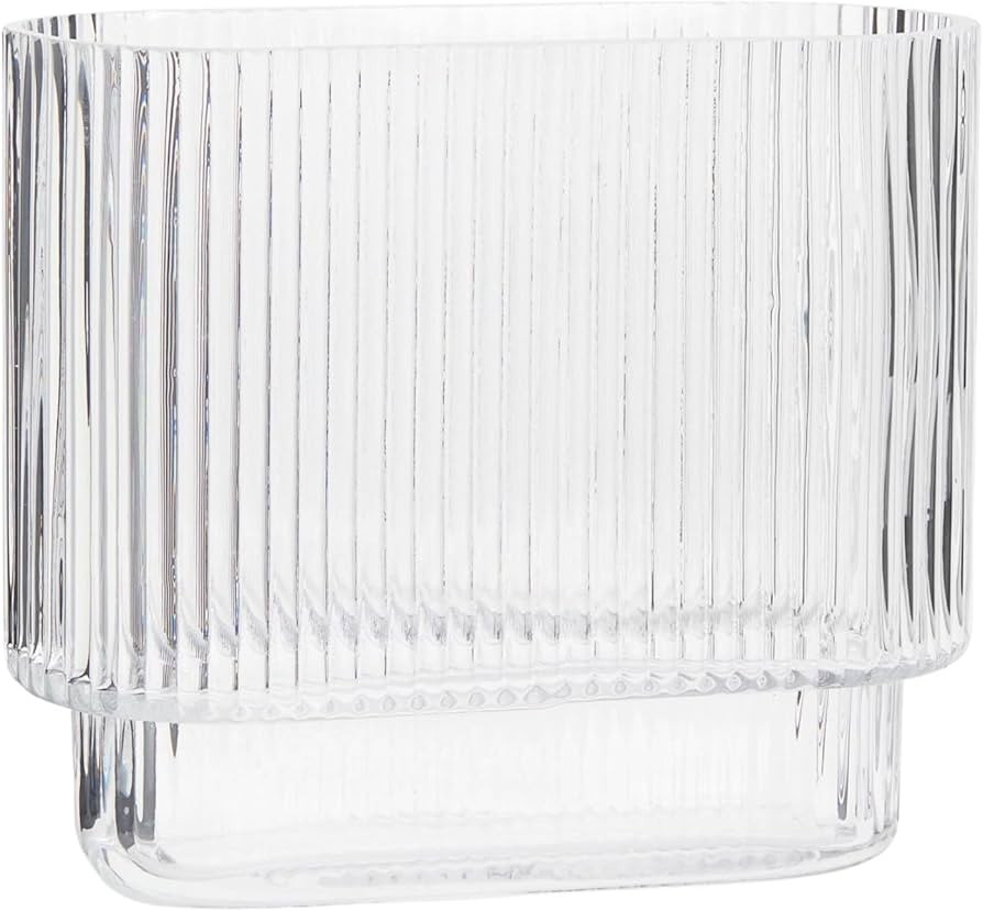 Ribbed Vase, Fluted Vase, Glass Vase for Flowers, Flower Vase, Clear Vase, Modern Vase, Tulip Vas... | Amazon (US)