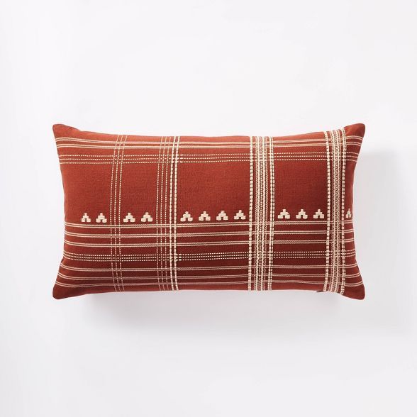 Oversized Woven Textured Lumbar Throw Pillow Rust - Threshold™ designed with Studio McGee | Target