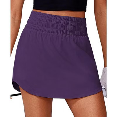 Pinspark Women's High Waisted Golf Skort Athletic Tennis Skirt 2 Pockets Curved Hem-Deep Purple-S | Target