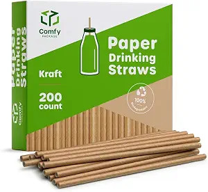 Comfy Package [200 Pack] Kraft Paper Straws, 100% Biodegradable & Ink-free, Straws for drinking a... | Amazon (US)