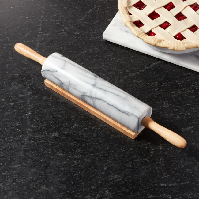 French Kitchen Marble Rolling Pin with Stand | Crate & Barrel