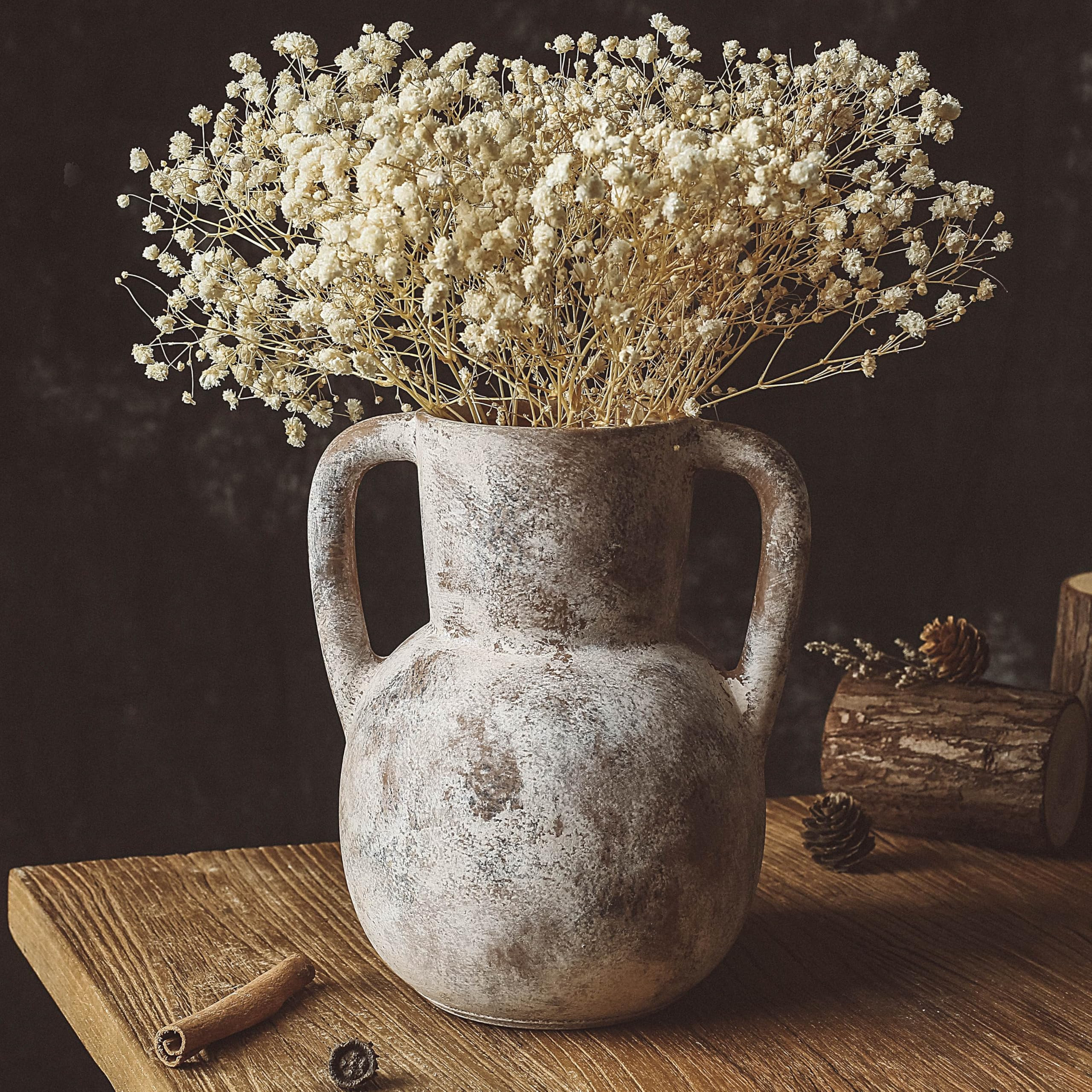 8'' Umbria Vase, Rustic Ceramic Vintage Vase for Farmhouse Home Decor, Modern Boho Living Room De... | Amazon (US)