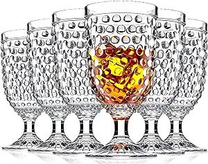 OMITA 6 PACK Boston Hobnail Beverage Goblets Crystal Clear 13 oz. Vintage Embossed Glassware Ice ... | Amazon (US)