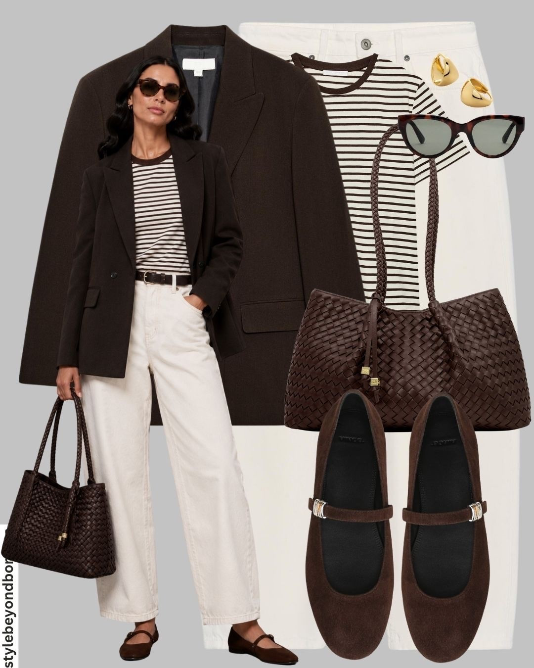 Casual blazer outfit styling 🤎💫


Tags: brown blazer, ballet flats, white barrel jeans, striped t-shirt