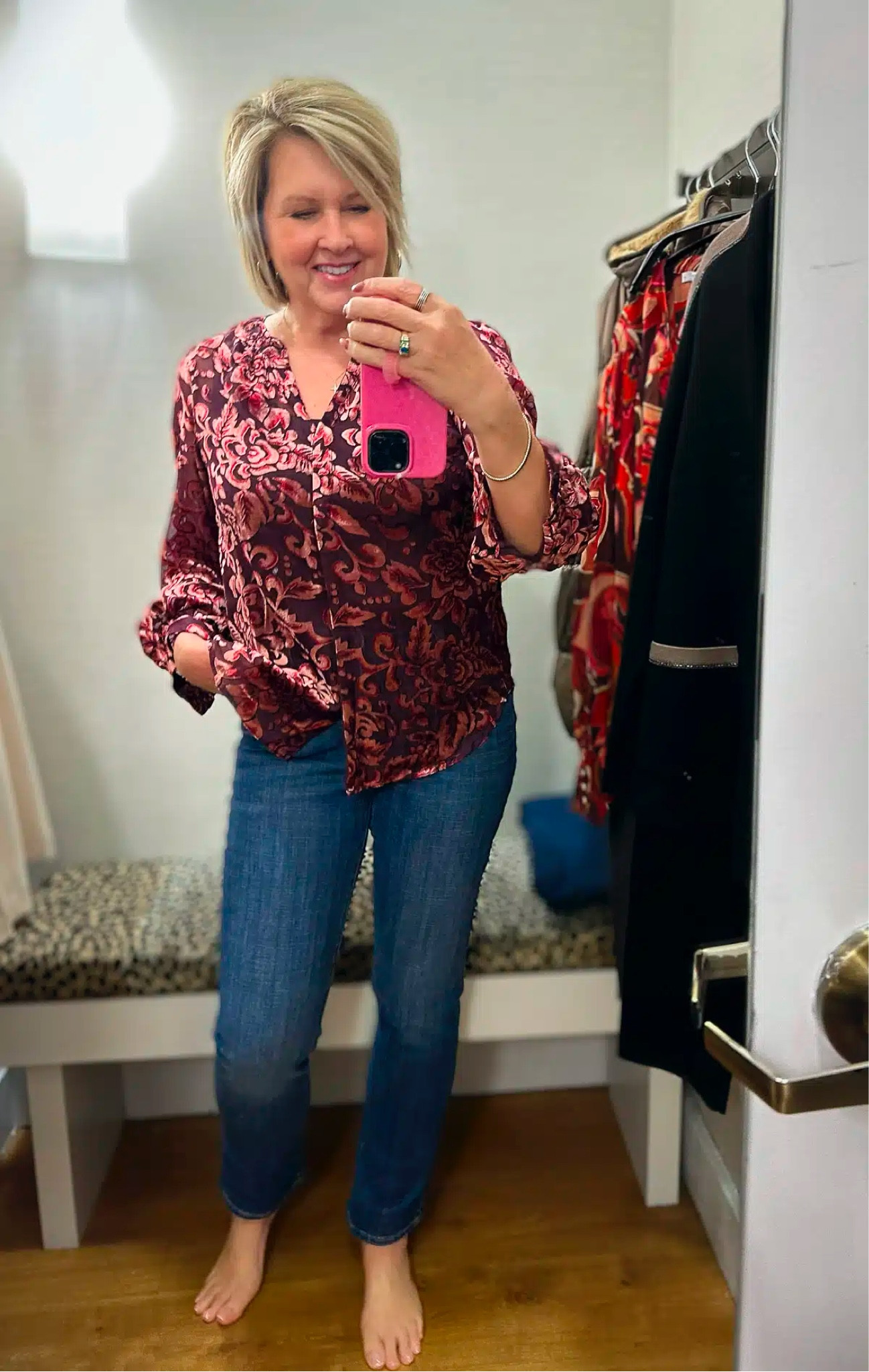 Velvet blouse size 1 | Tank size 2 | Girlfriend jeans size .05 | Holiday outfit | women over 40 

#LTKWorkwear #LTKHoliday #LTKStyleTip