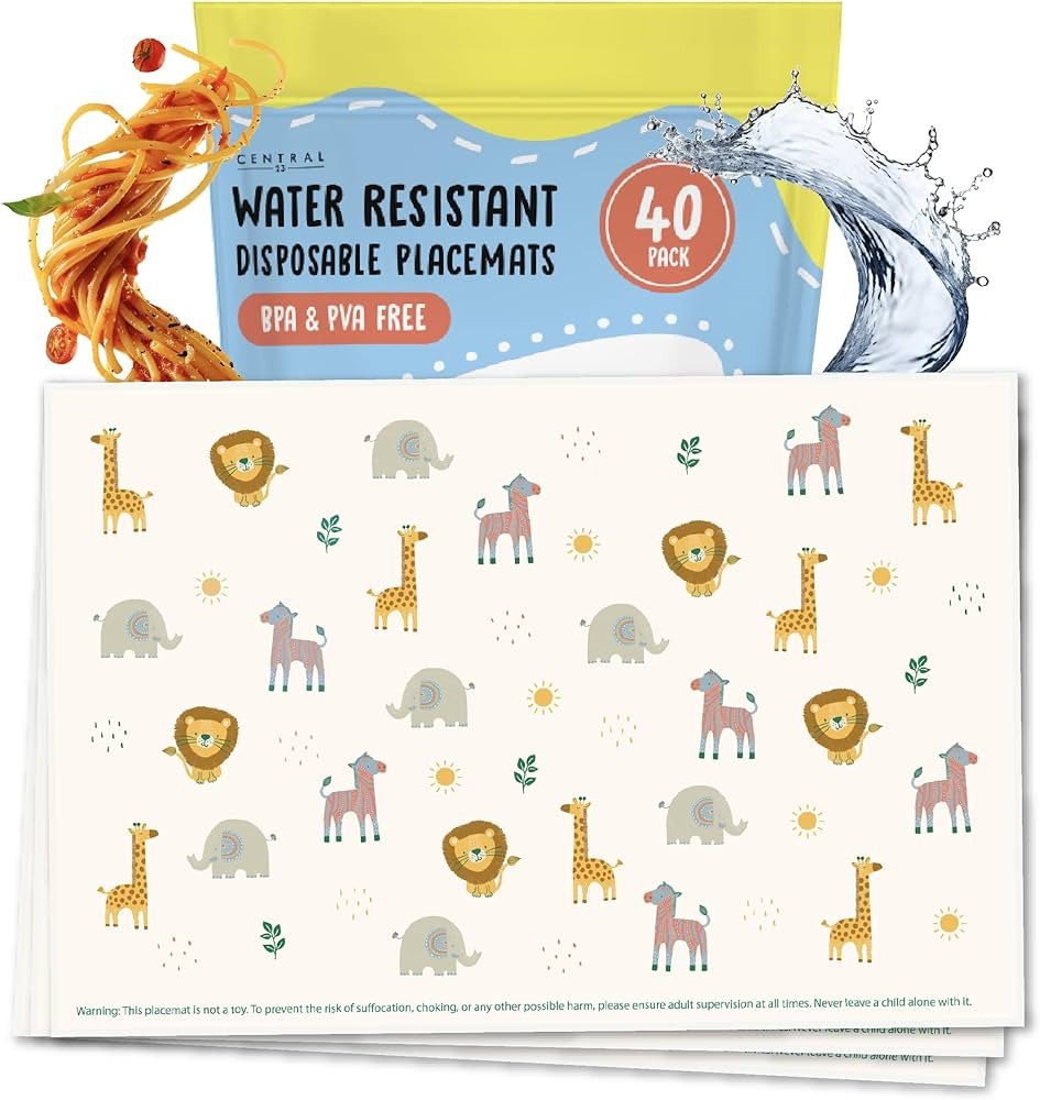 Kids Disposable Placemats Stick On - Set of 40 Disposable Placemats for Toddlers - Baby Eating Es... | Amazon (US)