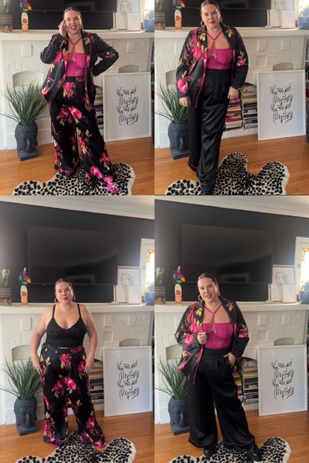 5 pieces from torrid styled a few different ways - wanted to mix and match a few pieces for styling options. 

Blazer - size 0 
Pants - size 0 
Black lace - size 2 
Pink bodysuit - size 1 

#LTKcurves