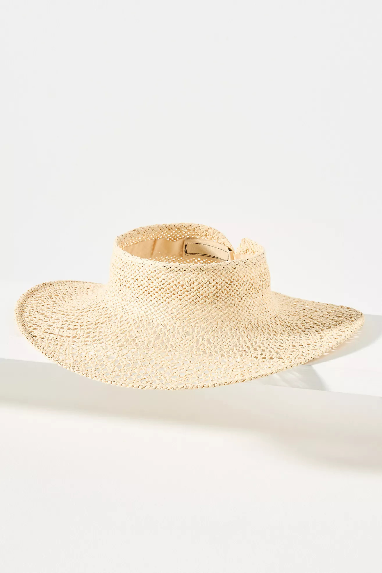 Cutwork Adjustable Straw Wide-Brim Visor | Anthropologie (US)