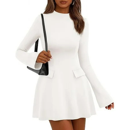 PRETTYGARDEN Women's Long Sleeve Mini Dress Fall Bodycon Mock Neck Elegant Short Cocktail Holiday Party Dresses | Walmart (US)