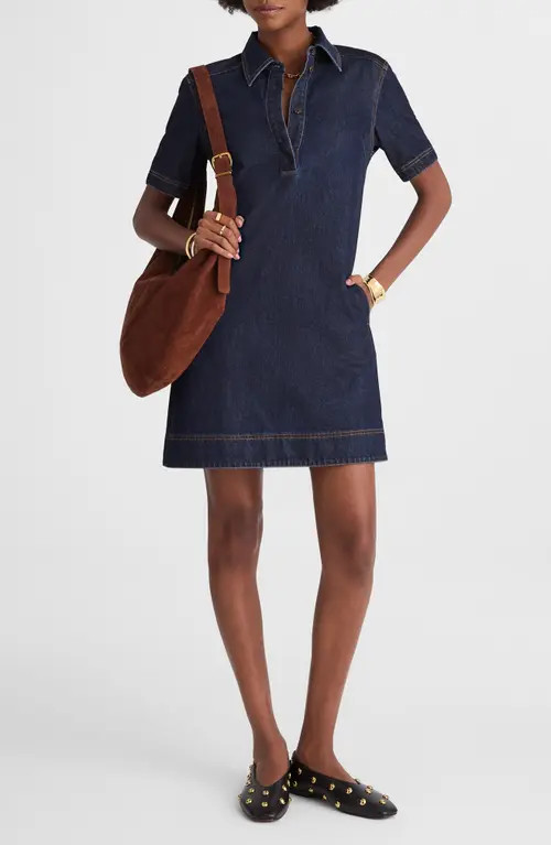 Madewell Denim Popover Minidress in Rinse Wash at Nordstrom, Size Small | Nordstrom