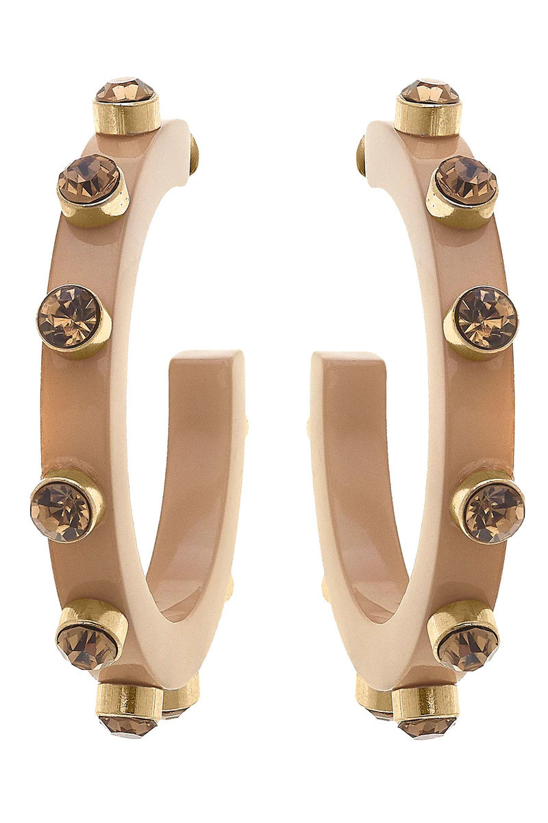 Renee Resin and Rhinestone Hoop Earrings in Cocoa | CANVAS