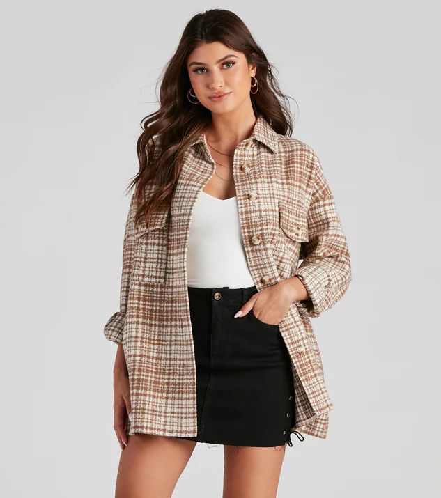 Off The Grid Plaid Woven Shacket | Windsor Stores