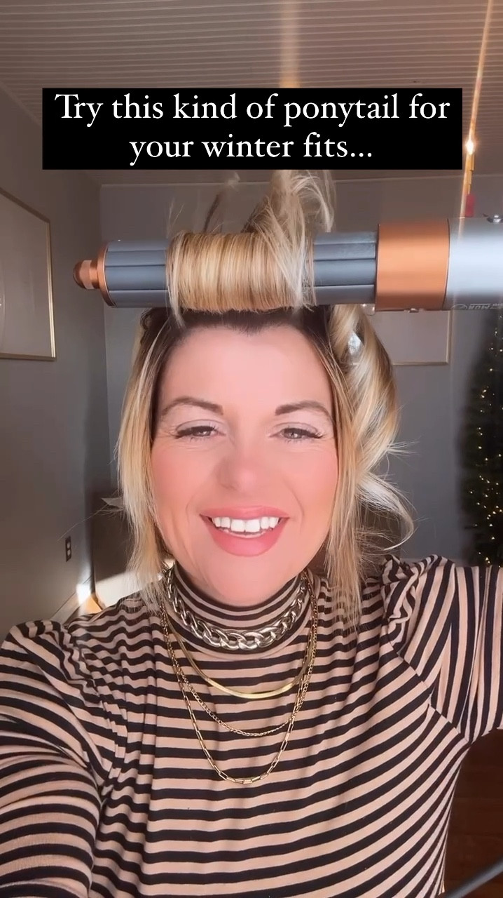 Winter hairstyles 
Winter layered outfits 
Turtle necks 
Chains 
Gold jewelry 
Winter fashion must haves 
Dyson airwrap hairspray must have! 

#LTKOver40 #LTKGiftGuide #LTKFindsUnder50
