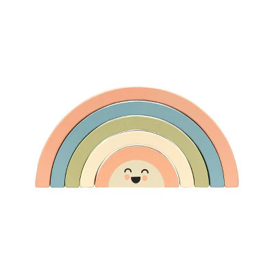 Pearhead Wooden Stacking Toy - Rainbow - 5pc | Target