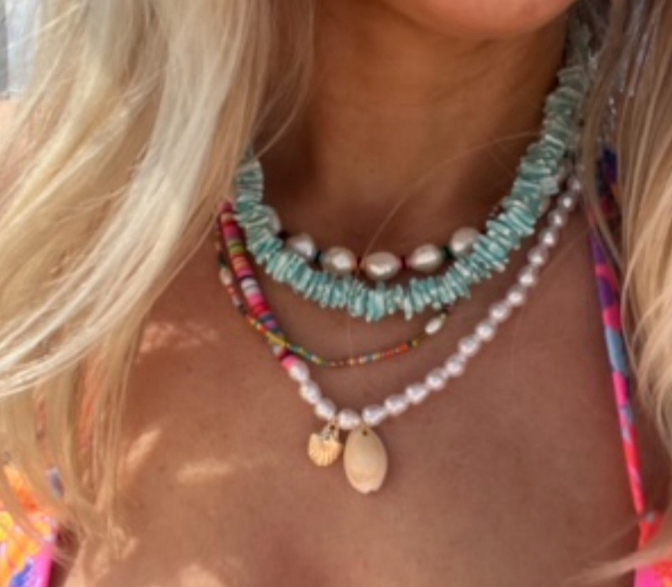 Fun necklace stack! Linking similar ones here and similar bikinis!