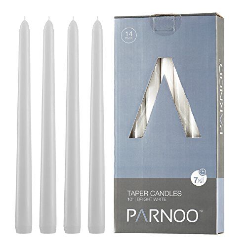 White Taper Candles - Set of 14 Dripless Candles - 10 inch Tall, 3/4 inch Thick - 7.5 Hour Clean ... | Walmart (US)