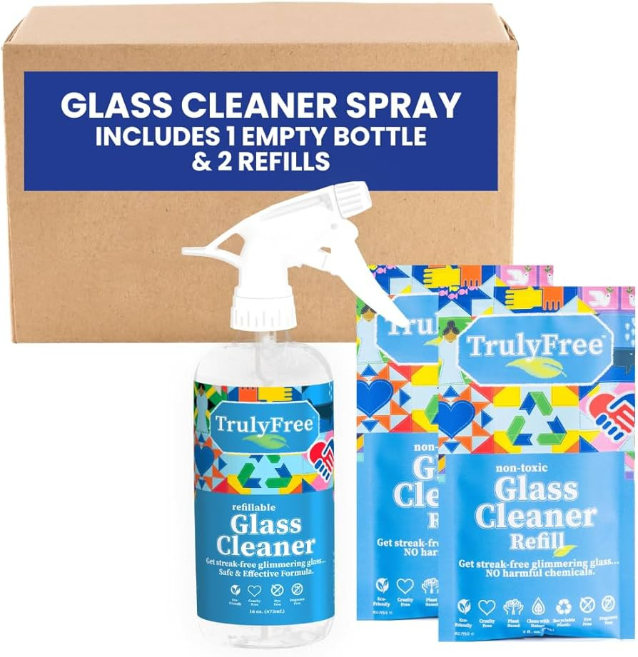 Truly Free Natural Glass Cleaner Spray- Removes Dirt & Debris for Sparkling Clean Windows & Glass... | Amazon (US)