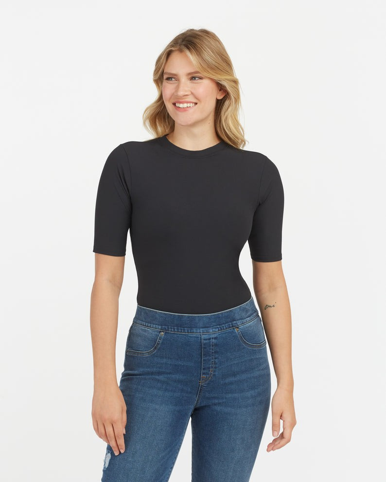 Suit Yourself Ribbed Crew Neck Short Sleeve Bodysuit | Spanx